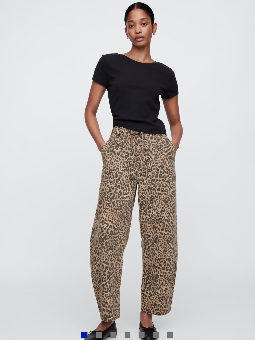 Gap Leopard Print Mid Rise Soft Pull-On Barrel Jeans